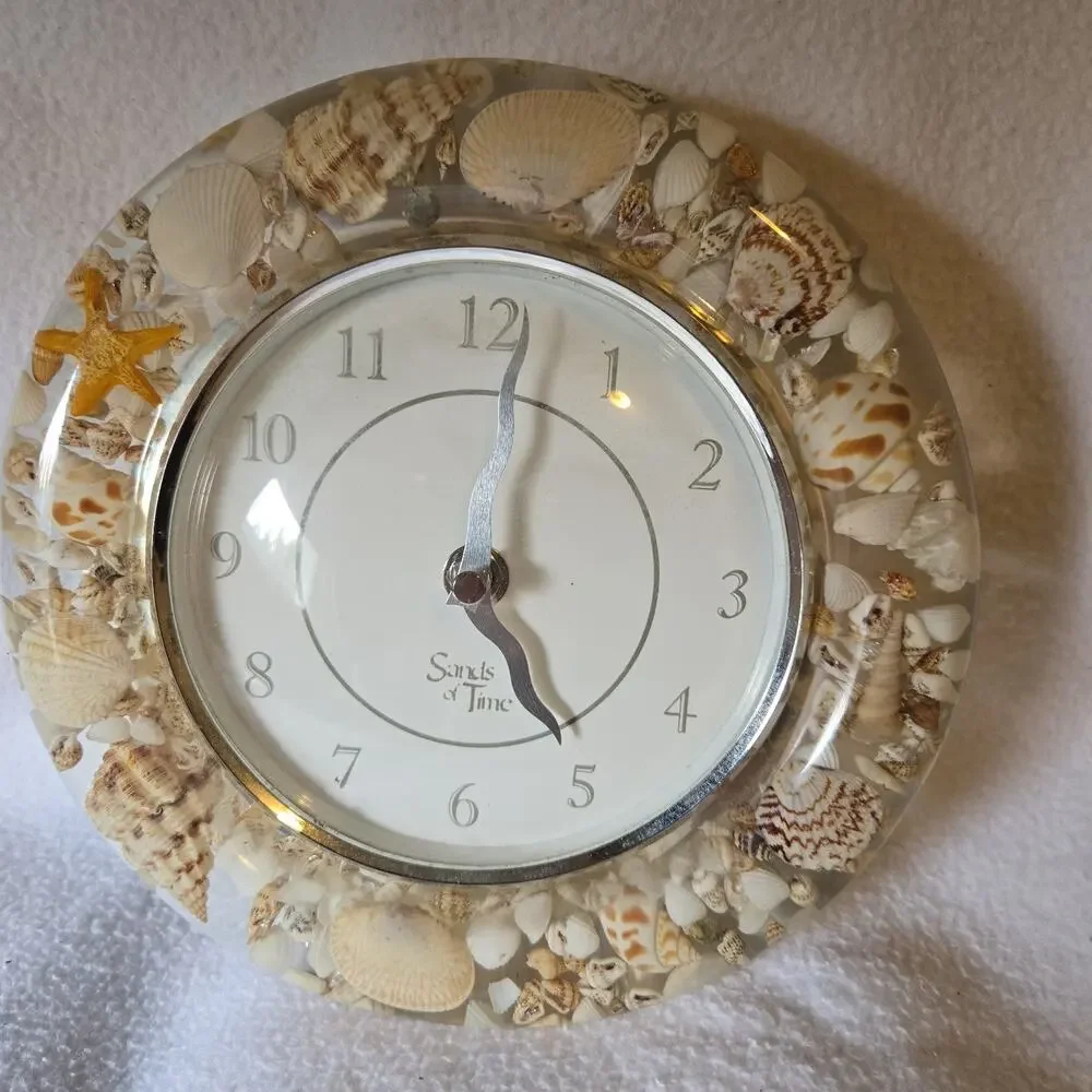 Sands of Time Sea Shell Wall Clock Star Fish Nautical Ocean Beach Nature Decor